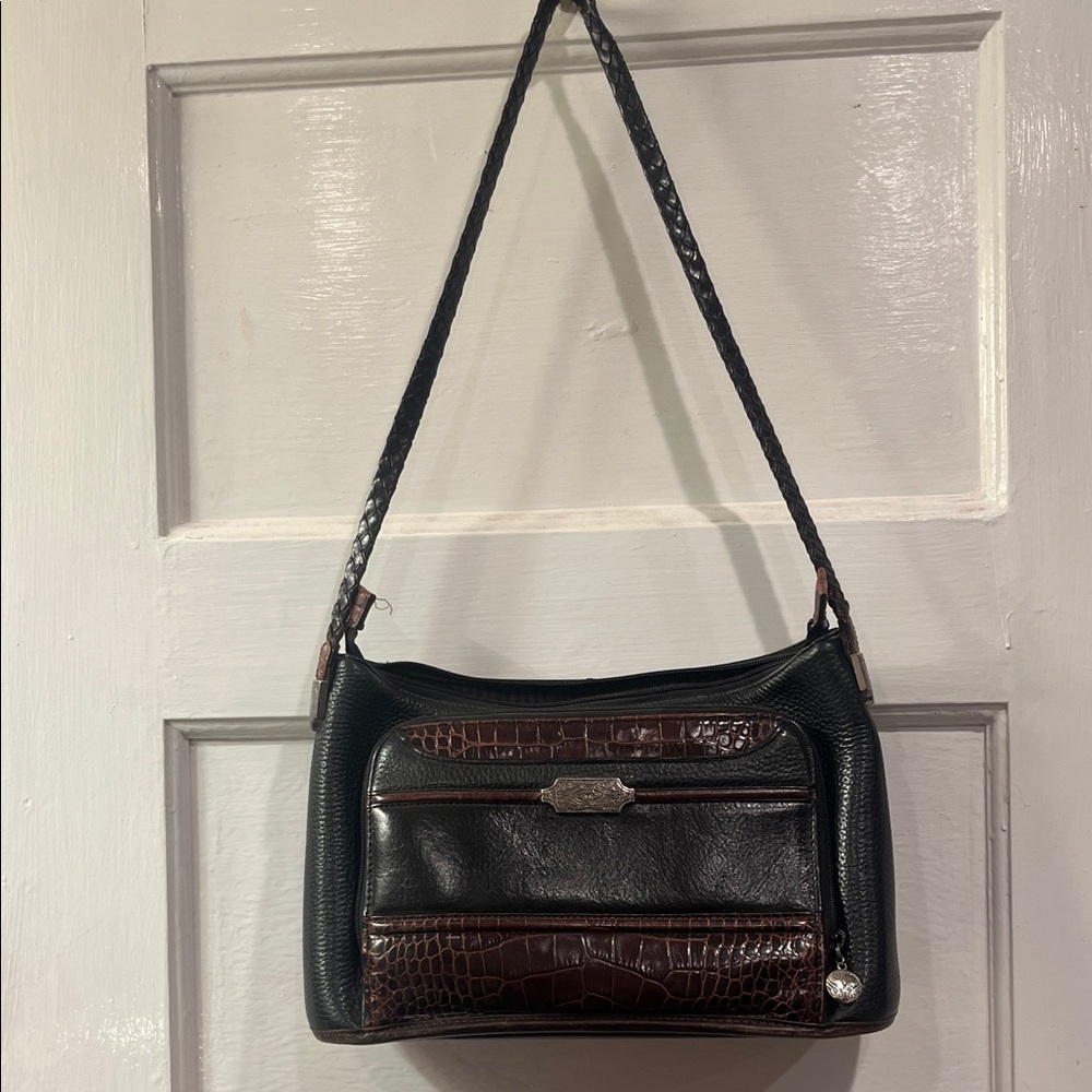 Brighton Black and Brown pebbled leather Shoulder Bag